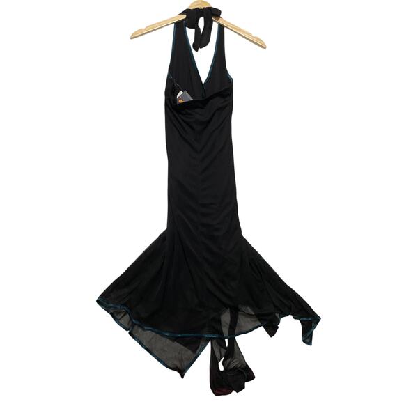 BNWT VTG Y2K 00's Ruby Rox Black Asymmetrical Babydoll Halter Midi Dress M Fairy - Picture 3 of 5